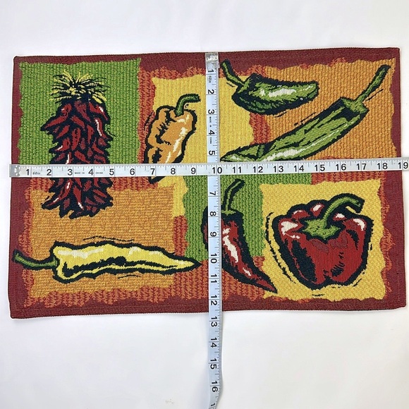 Set of 4 Pepper Embroidered Place Mats. Used for decoration only. 19”L x 12.5W. - Picture 8 of 8
